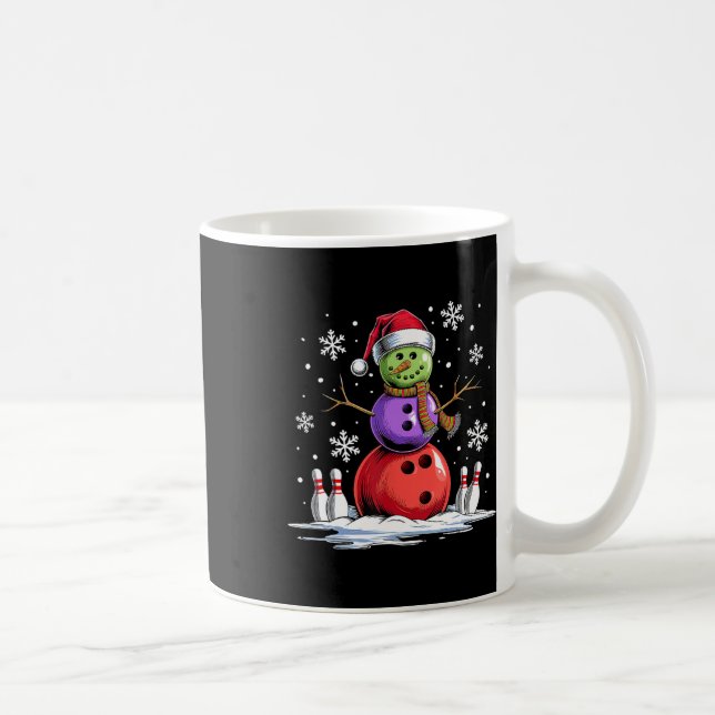 Bowling Snowman Bowling Player Weihnachtsmannmütze Kaffeetasse (Rechts)