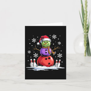 Bowling Snowman Bowling Player Weihnachtsmannmütze Karte