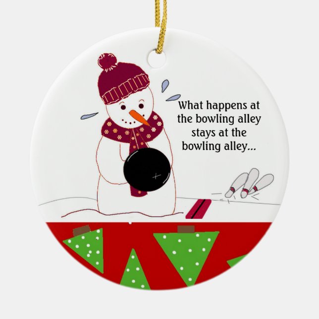 Bowling Snowman Keramikornament (Vorne)