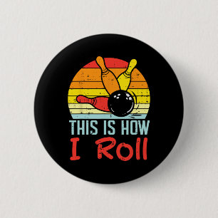 Bowling So rolle ich das Sunset Retro Bowler Kid Button
