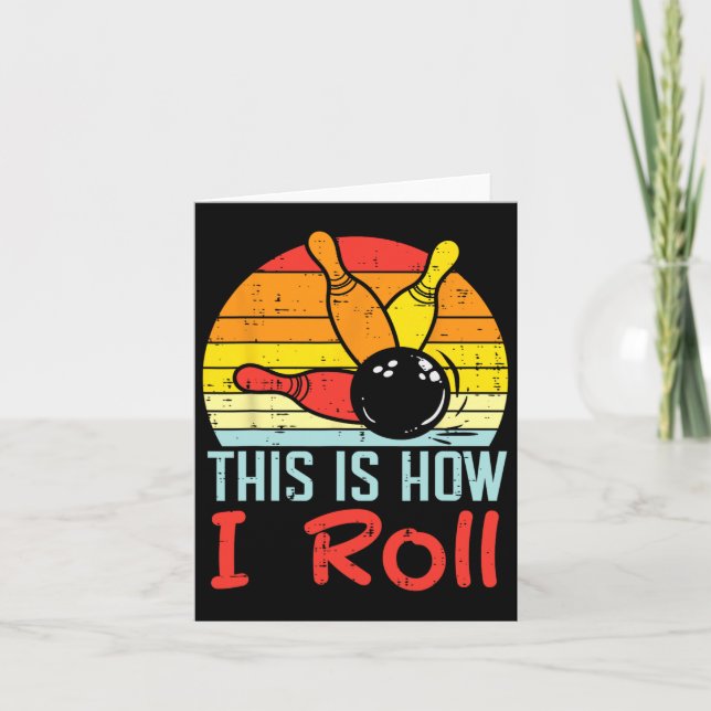 Bowling So rolle ich das Sunset Retro Bowler Kid Karte (Vorderseite)