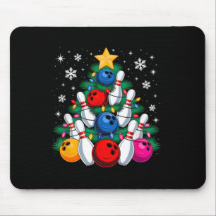 Bowling-Spieler Weihnachtsbaum Licht Xmas Bowling Mousepad