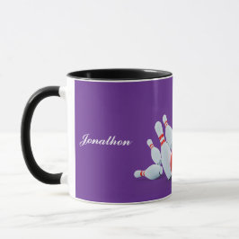Bowling Sport Ball und Pins Strike! Tasse