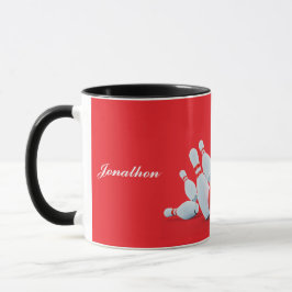 Bowling Sport Ball und Pins Strike! Tasse