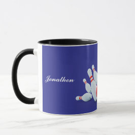 Bowling-Sport Kugel und Pins treffen! Tasse