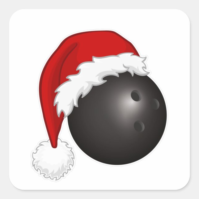 Bowling Sportfans Weihnachtsmannmütze Weihnachten  Quadratischer Aufkleber (Vorderseite)