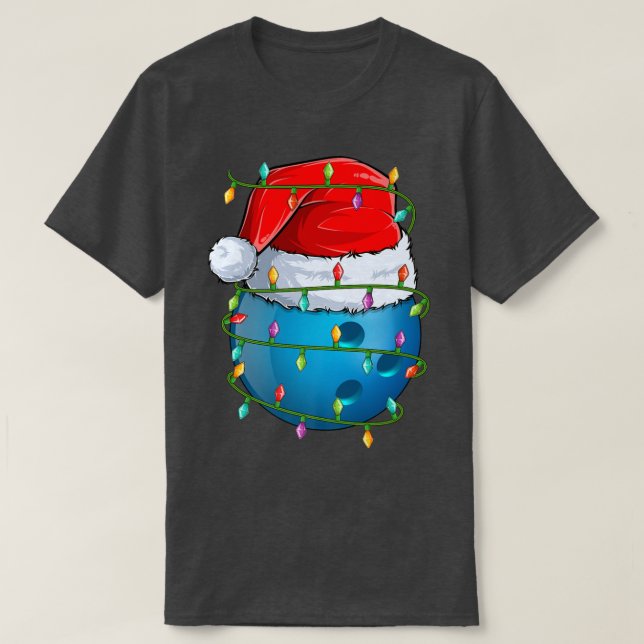 Bowling Sports Lover Xmas Lights Bowling Ball Chri T-Shirt (Design vorne)