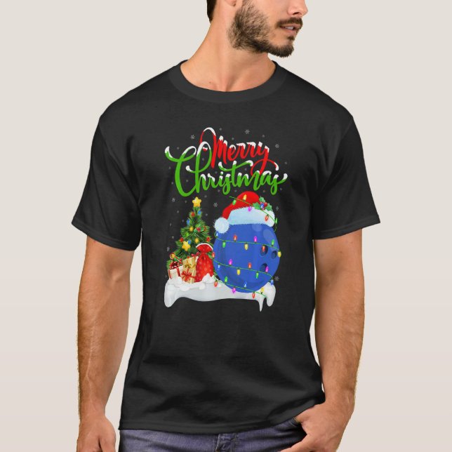 Bowling Sports  Xmas Decoration Santa Bowling Chri T-Shirt (Vorderseite)
