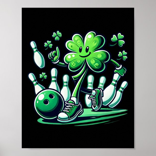 Bowling St. Patrick's Day Jungen Kinder Shamrock S Poster (Vorne)