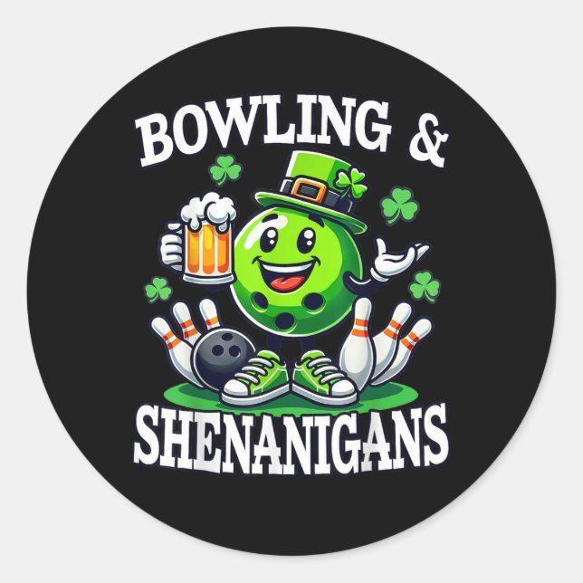 Bowling St Patrick's Day Shenanigans Runder Aufkleber (Vorderseite)