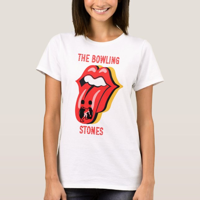 Bowling Stones Funny American Star Strike Bowl T-Shirt (Vorderseite)
