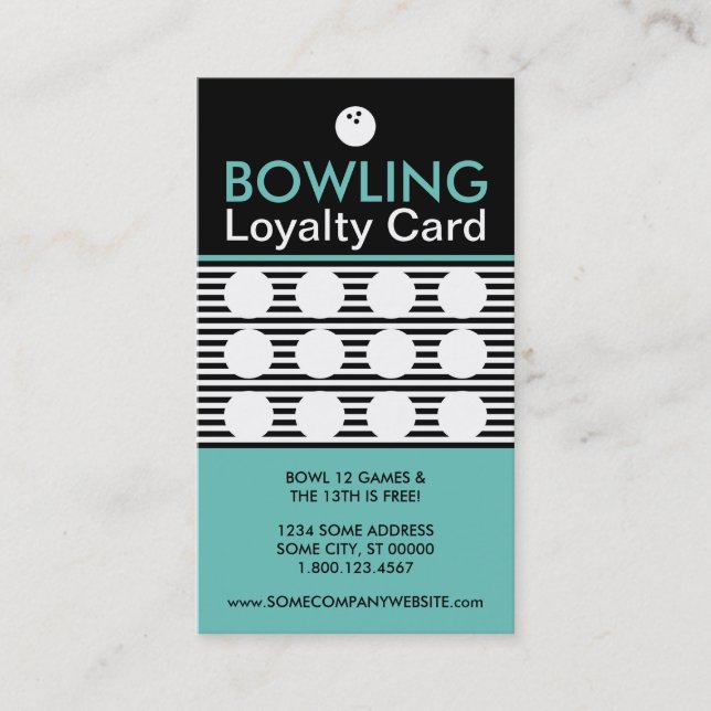 Bowling striate Briefmarke Card Treuekarte (Vorderseite)
