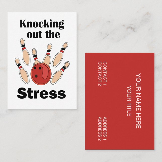 Bowling Strike, der Stress ausschaltet, Bowling-Tr Visitenkarte (Vorne/Hinten)