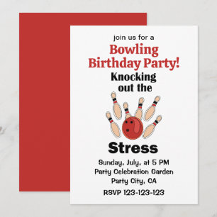 Bowling Strike, der Stress zum Geburtstag wegknall Einladung