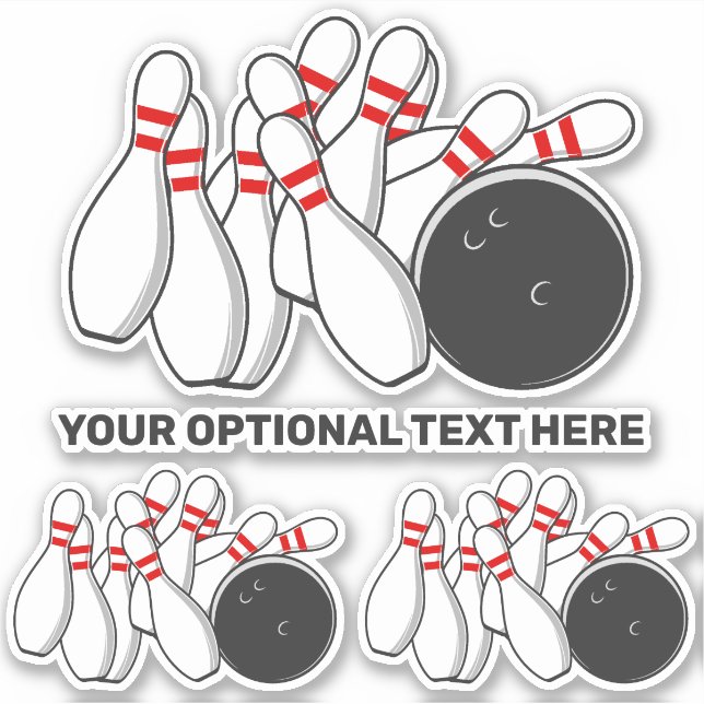 Bowling-Strike für benutzerdefinierten Text Aufkleber (Vorderseite)