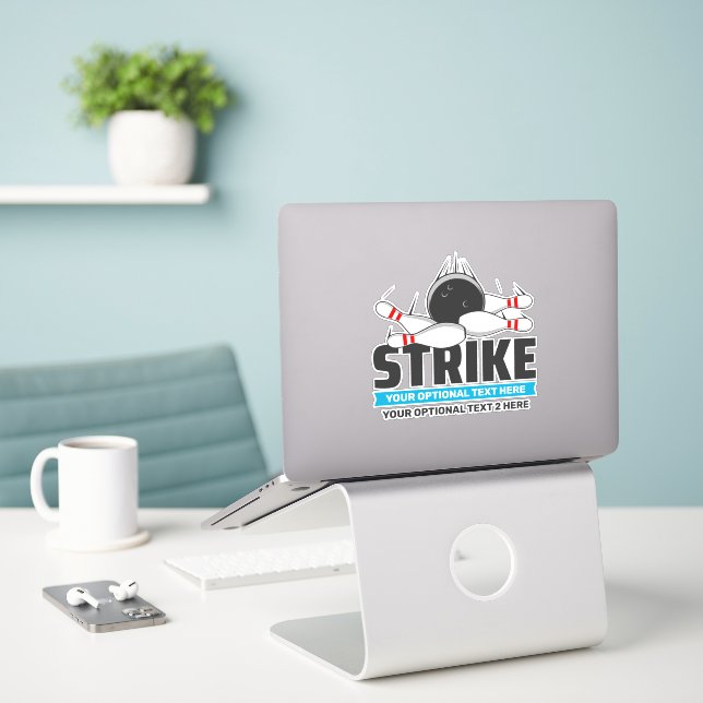 Bowling-Strike für benutzerdefinierten Text Aufkleber (Laptop auf Schreibtisch)
