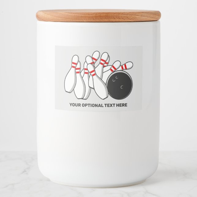 Bowling-Strike für benutzerdefinierten Text Lebensmitteletikett (Vorderseite)