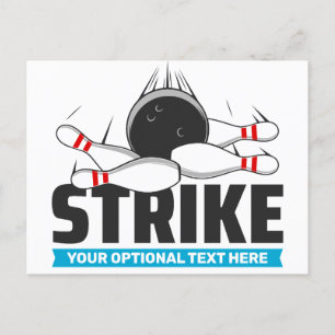 Bowling-Strike für benutzerdefinierten Text Postkarte