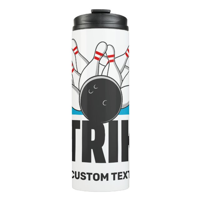 Bowling-Strike für benutzerdefinierten Text Thermosbecher (Vorderseite)