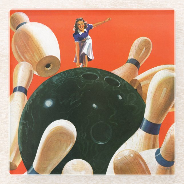 Bowling Strike Glasuntersetzer (Vorderseite)