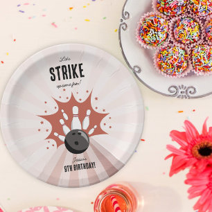 Bowling-Strike: Lass uns eine lustige Geburtstagsf Pappteller