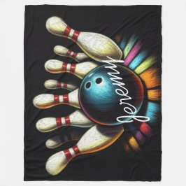 Bowling Strike Personalisiert Name Fun Fleecedecke