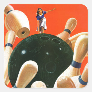 Bowling Strike Quadratischer Aufkleber