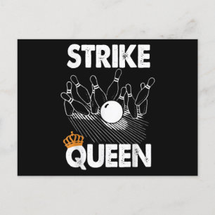 Bowling Strike Queen Tee Shirt Männer Frauen Einladungspostkarte