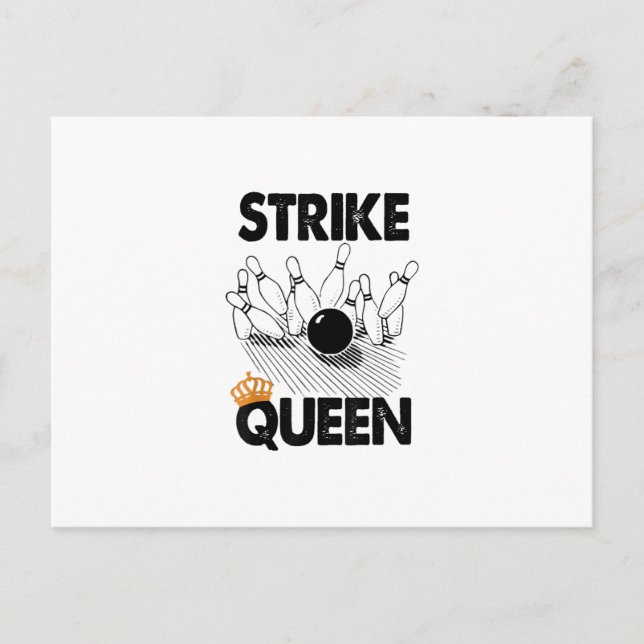 Bowling Strike Queen Tee Shirt Männer Frauen Gif Ankündigungspostkarte (Vorderseite)