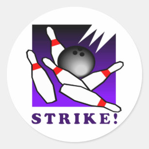 Bowling: STRIKE! Runder Aufkleber