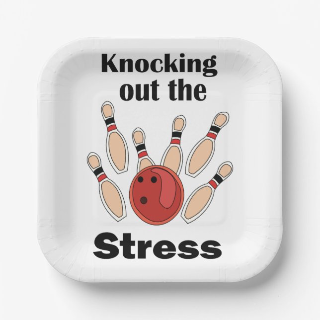 Bowling Strike Streicht Stress Aus Bowling Party Pappteller (Vorderseite)