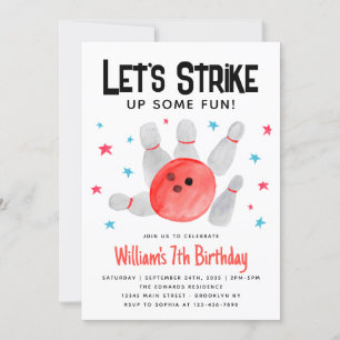 Bowling-Strike-Up-Some-Fun-Kindergeburtstagsfeier Einladung