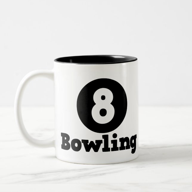 Bowling Team, Bowler Button Spaß Zweifarbige Tasse (Links)