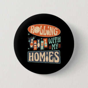 Bowling Team-Buttone schlagen mit meinen Zuhause Button