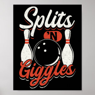 Bowling Team Buttone Strikes Splits'n Giggles Poster
