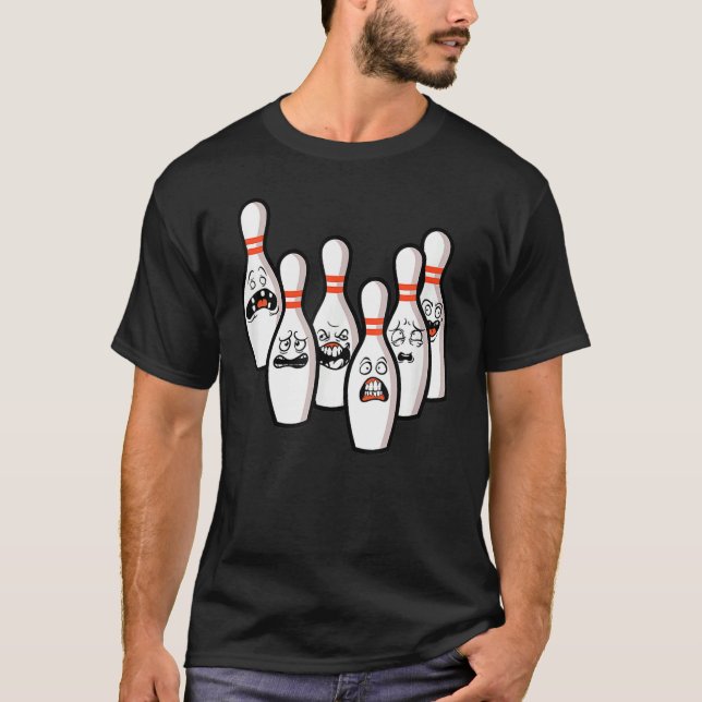 Bowling Team League Alley Bowler Bowling Buttone T-Shirt (Vorderseite)