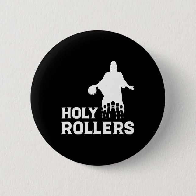 Bowling Team League Name Holy Rollers Button (Vorderseite)