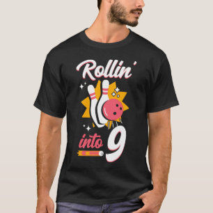 Bowling Team Rollin'in 9. Geburtstag T-Shirt