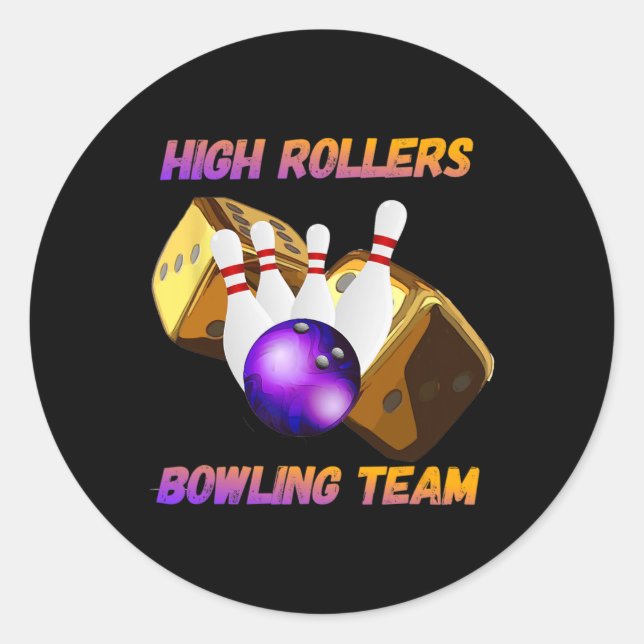 Bowling-Teamdesign mit hohen Rollen Runder Aufkleber (Vorderseite)