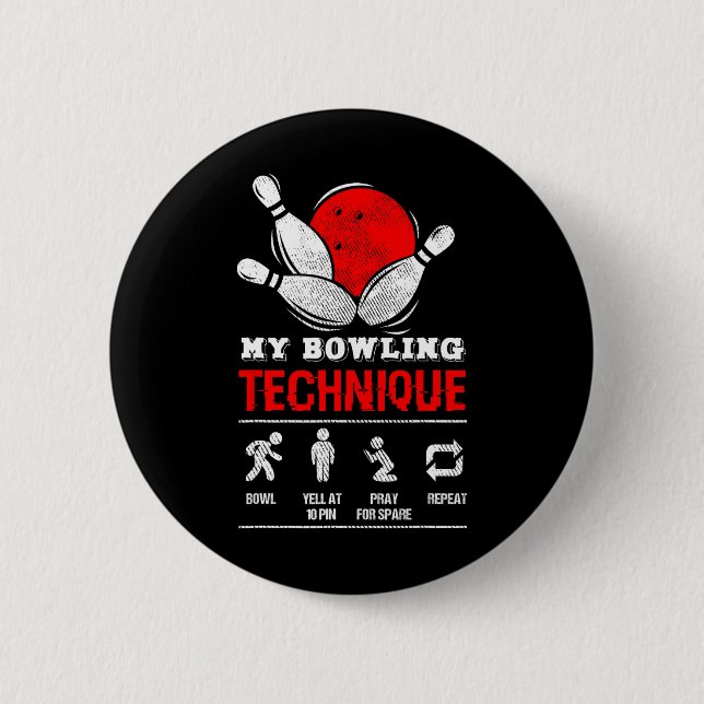 Bowling Technique Bowl League Mitglied Schwarze M Button (Vorderseite)