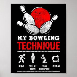 Bowling Technique Bowl League Mitglied Schwarze M Poster