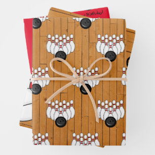Bowling Themed Birthday Personalisiert Geschenkpapier Set
