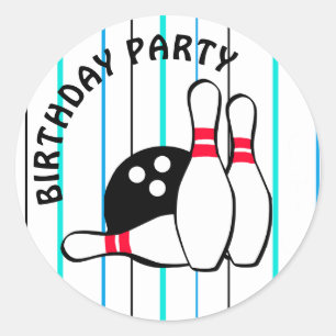 Bowling Themed Geburtstagspartei Runder Aufkleber