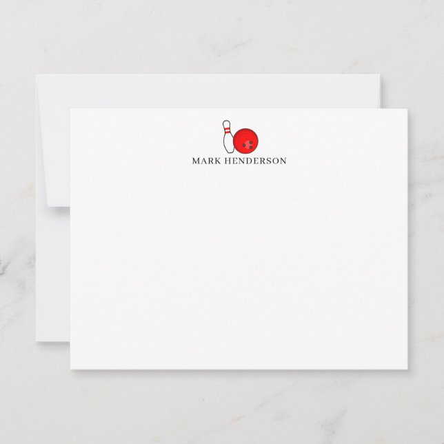 Bowling Themed Personalisiert Stationery Bowling Mitteilungskarte (Vorderseite)