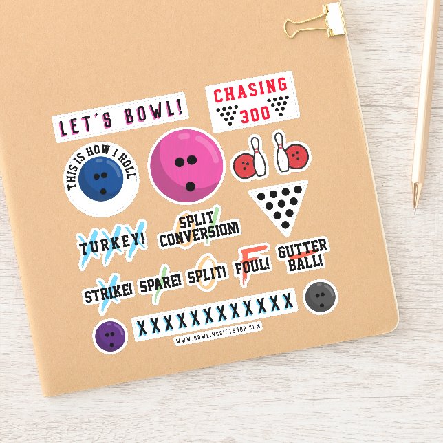 Bowling Themed Sticker Sheet (Notizbuch)