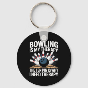 Bowling Therapy Spaß 10 Button Frustration Design Schlüsselanhänger