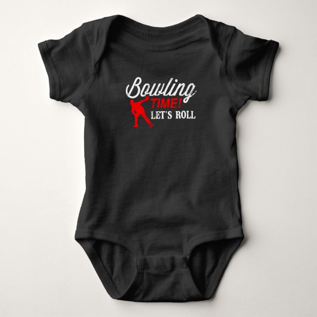 Bowling Time Let's Roll Grafik Geschenk für Bowler Baby Strampler (Vorderseite)