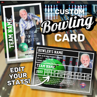 Bowling Trading Card Souvenir Telefonnummerkarte