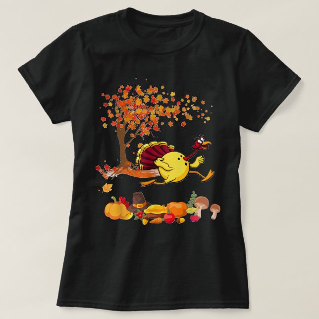 Bowling Türkei Erntedank Fall Tree Bowling Play T-Shirt (Design vorne)