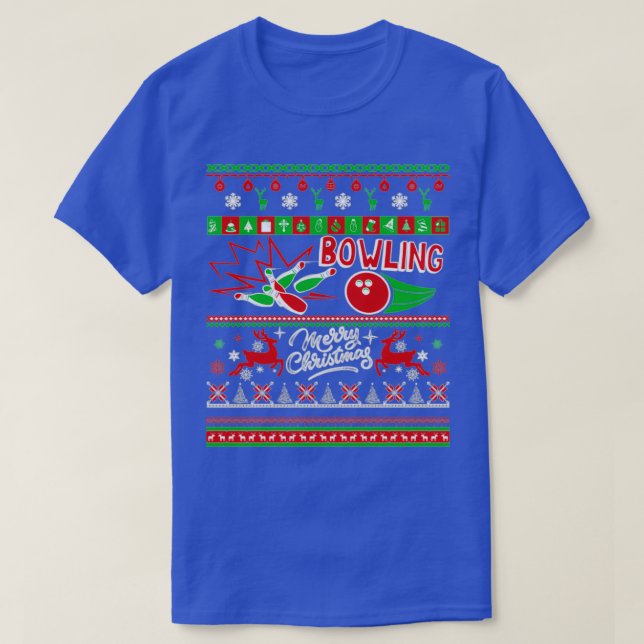 Bowling Ugly Christmas T T-Shirt (Design vorne)